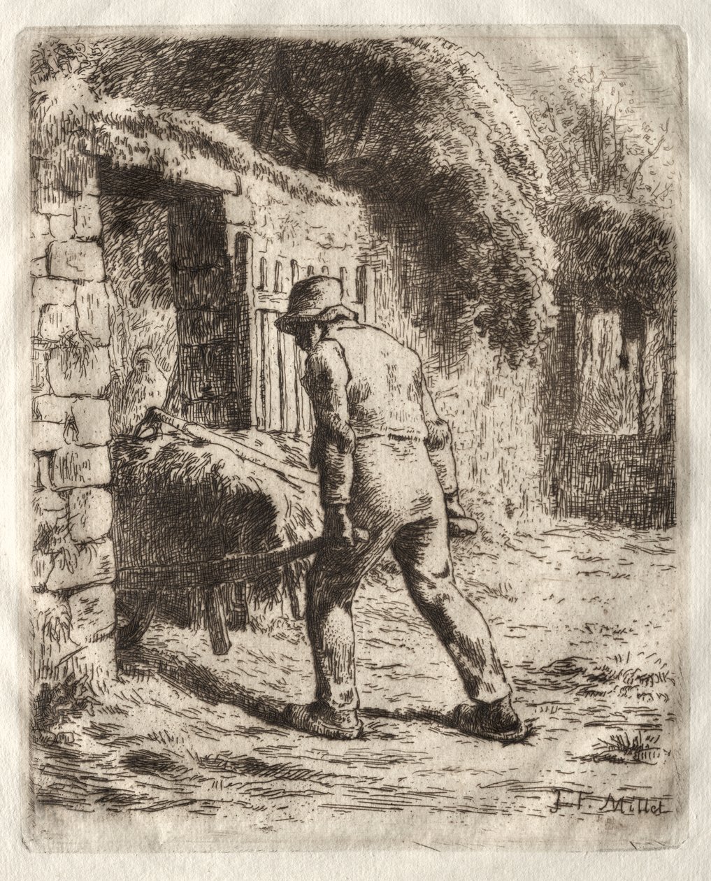 Boer met een kruiwagen door Jean-Francois Millet