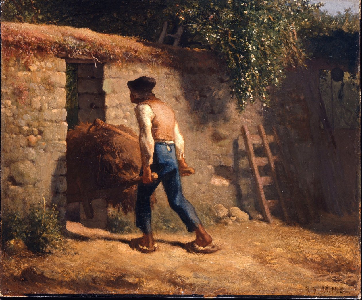 Boer met een kruiwagen door Jean-Francois Millet