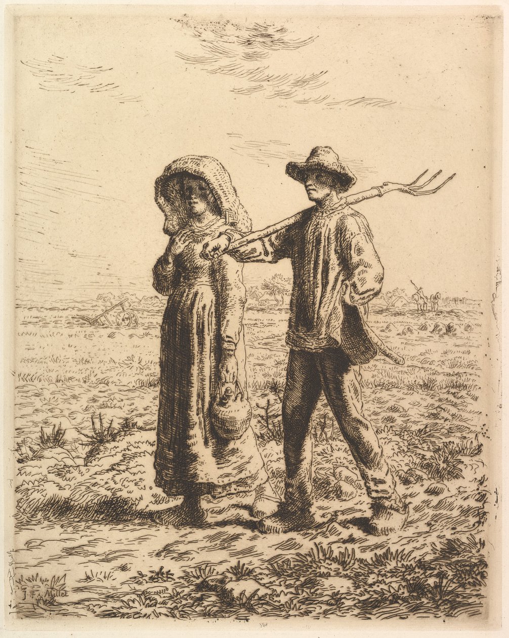Boeren op weg naar het werk door Jean-Francois Millet