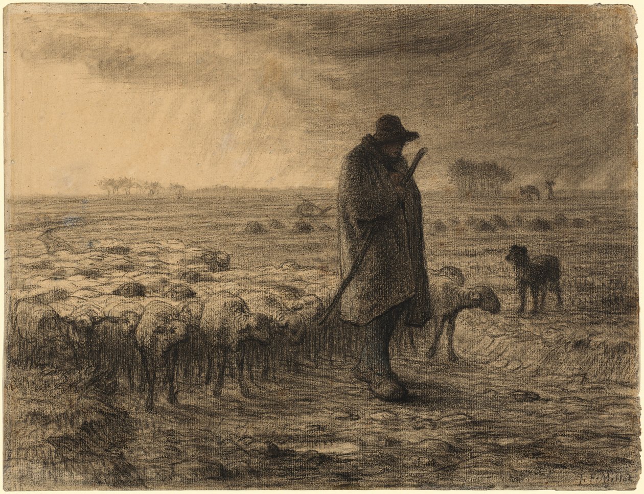 Herder Keert Terug met Zijn Kudde door Jean-Francois Millet