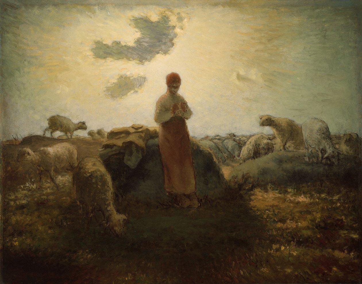 De hoeder van de kudde door Jean-Francois Millet