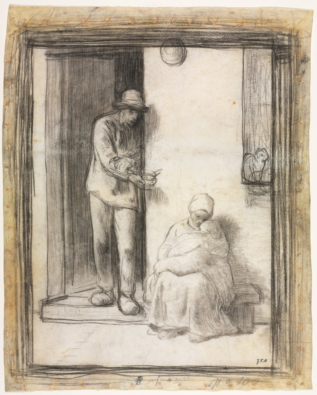 Het zieke kind door Jean-Francois Millet