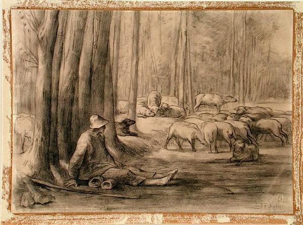 De drinkplaats in het bos door Jean Francois Millet