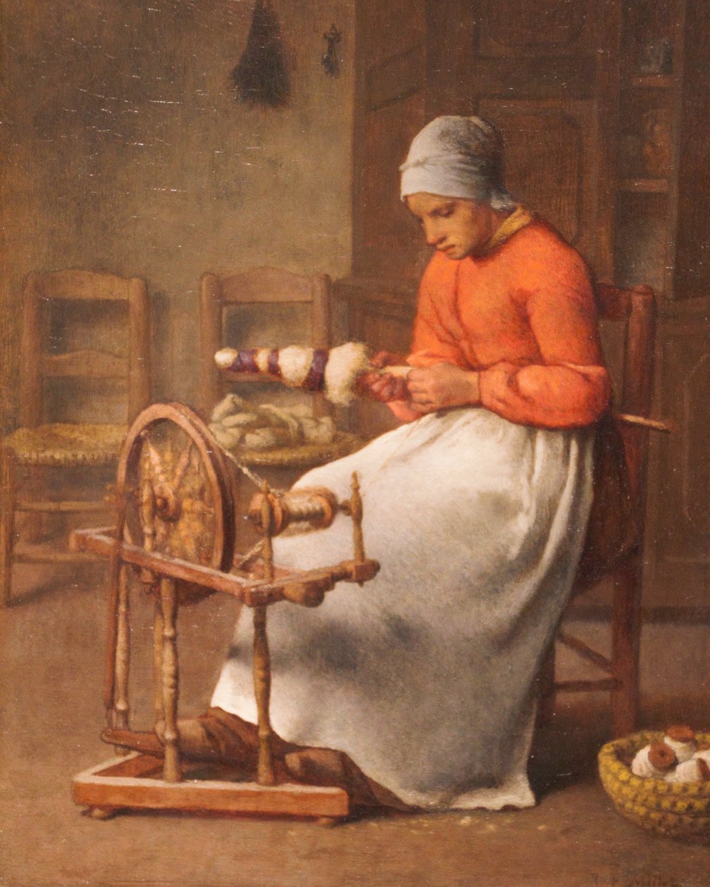Spinnende vrouw door Jean-Francois Millet