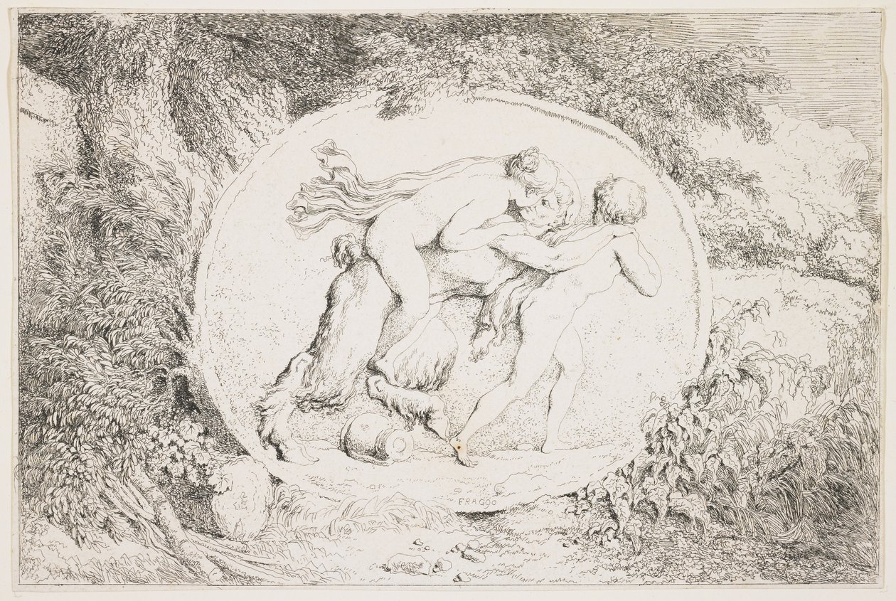 Nimf op een Satyr, 1763 door Jean-Honore Fragonard