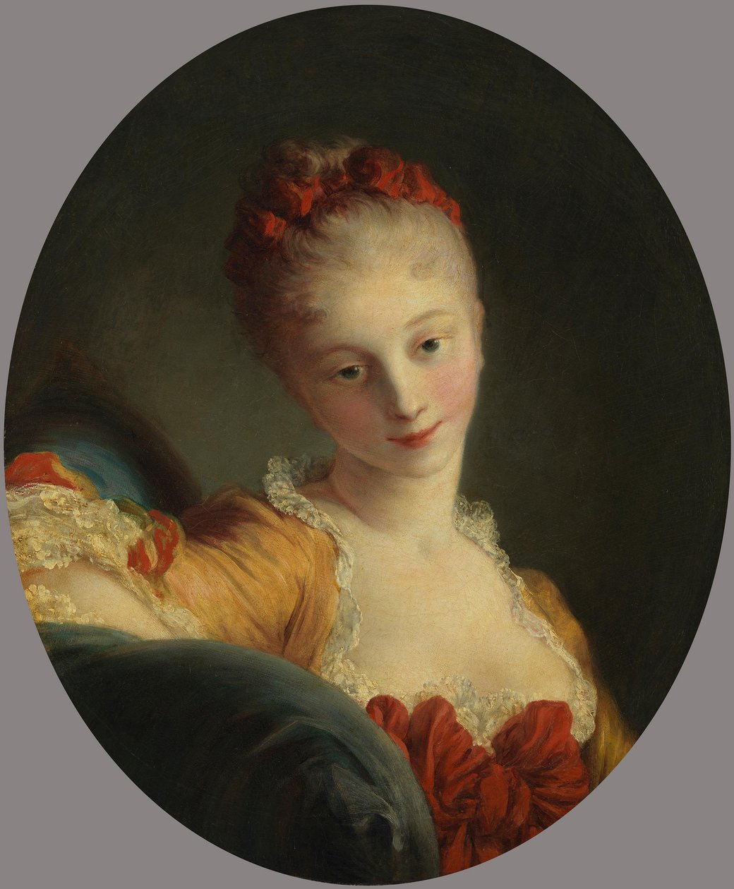 Portret van een jonge dame (Marie-Madeleine Guimard?) door Jean-Honore Fragonard