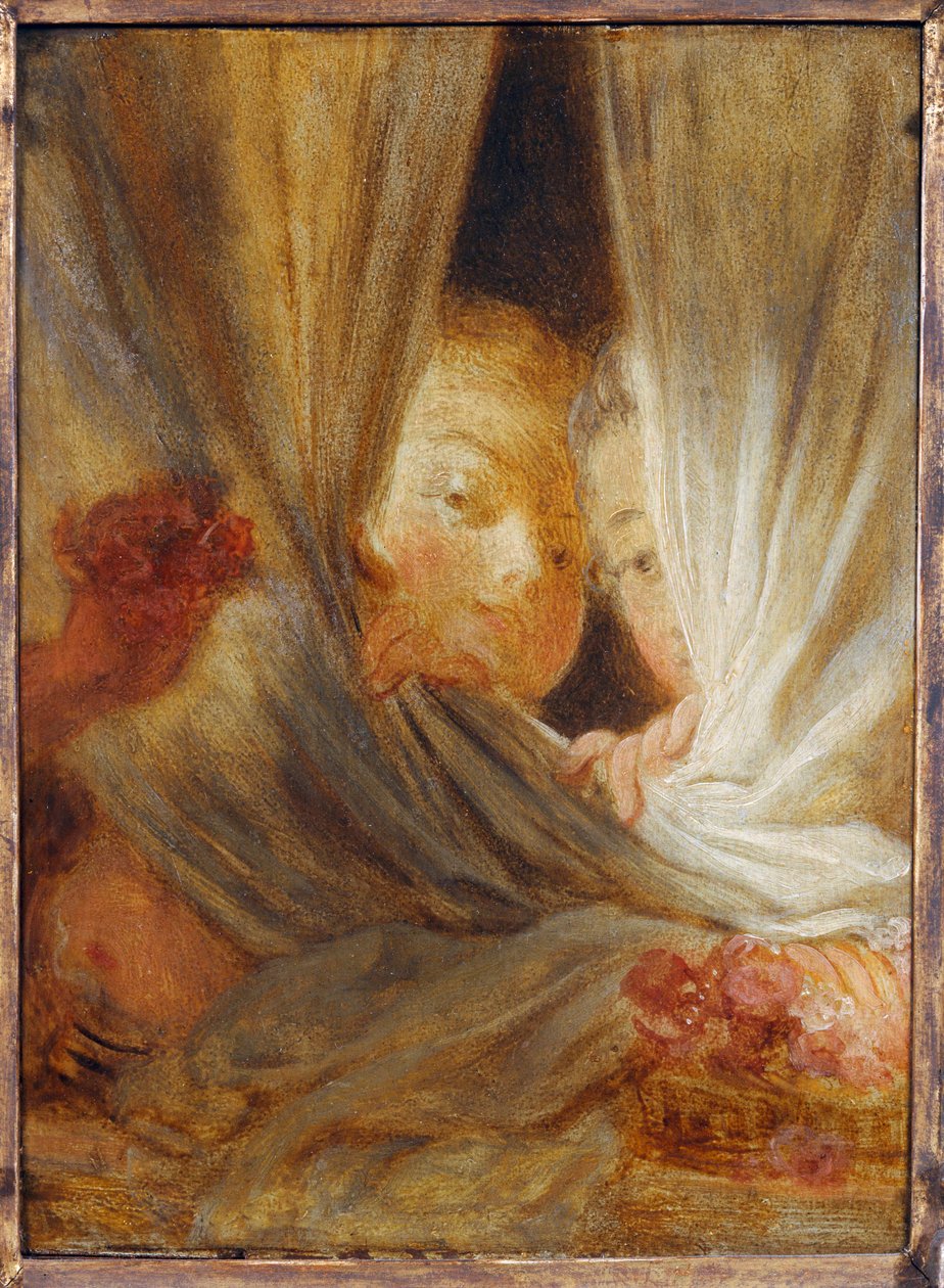 Les curieuses - Twee nieuwsgierige meisjes ... door Jean Honore Fragonard