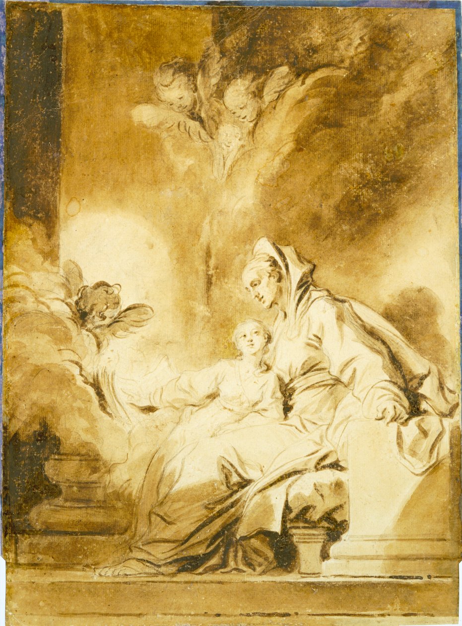 Die Erziehung der Jungfrau door Jean-Honore Fragonard