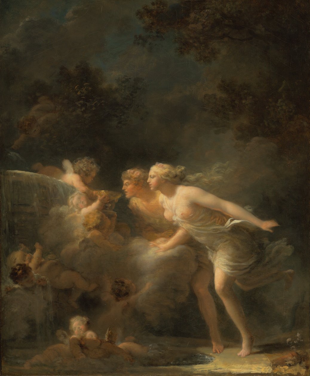 De fontein van liefde door Jean-Honore Fragonard