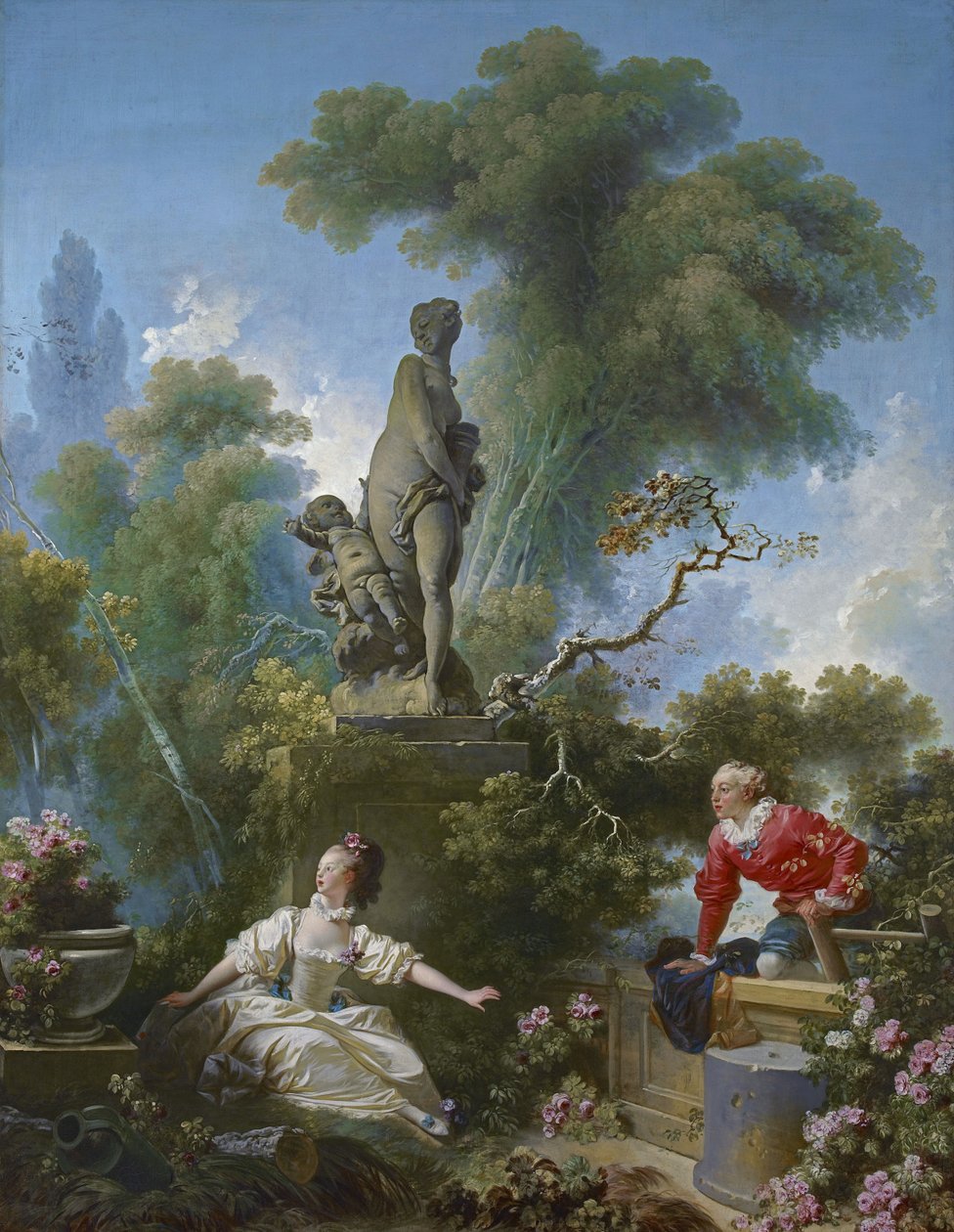 De vooruitgang van de liefde: De ontmoeting door Jean-Honore Fragonard