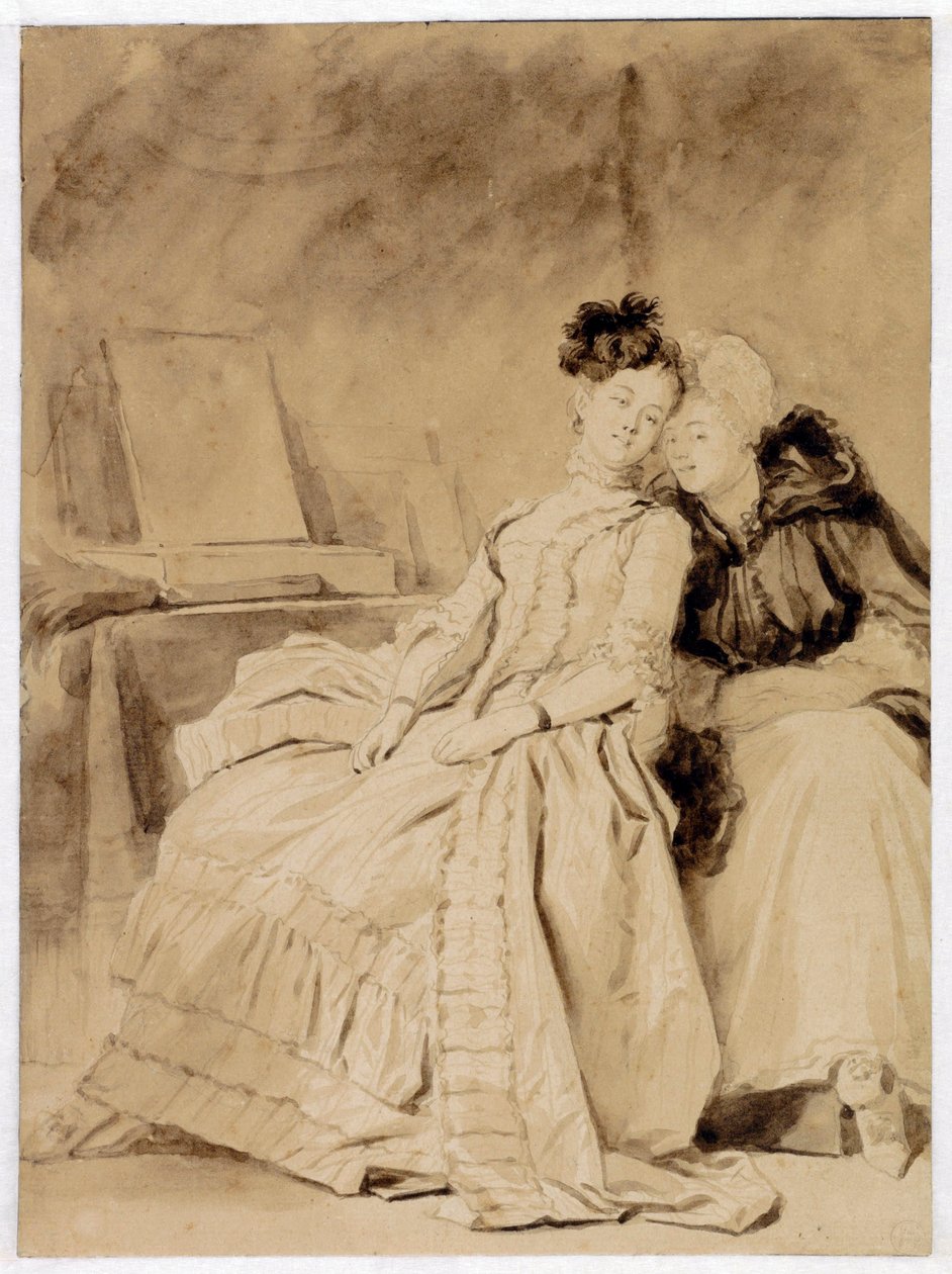 Het intieme gesprek, ca. 1778 (inkt op papier) door Jean-Honore Fragonard
