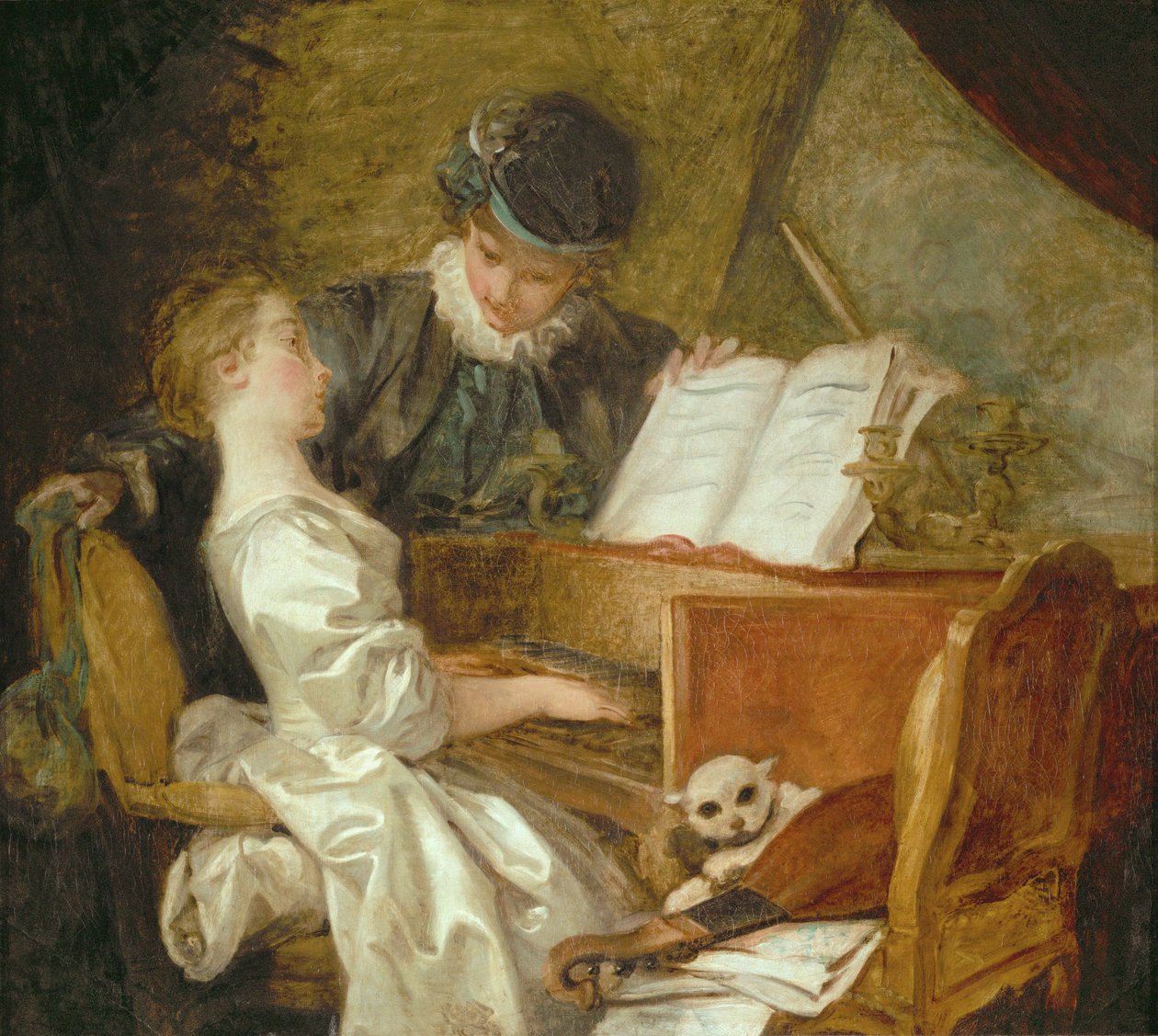 De muziekles ... door Jean Honore Fragonard