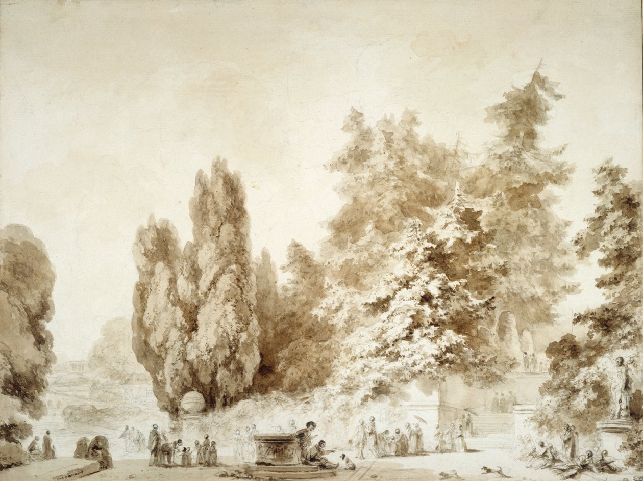 Ein italienischer Park door Jean-Honore Fragonard