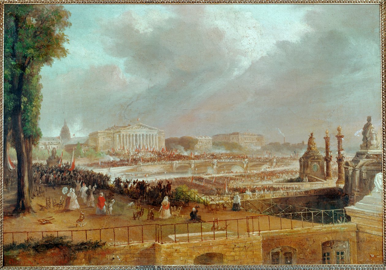 Proclamatie van de Tweede Franse Republiek op de Place de la Concorde ... (schilderij op doek) door Jean Jacques Champin