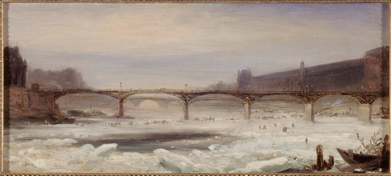 De Seine en de Pont des Arts, januari 1848 door Jean-Jacques Champin