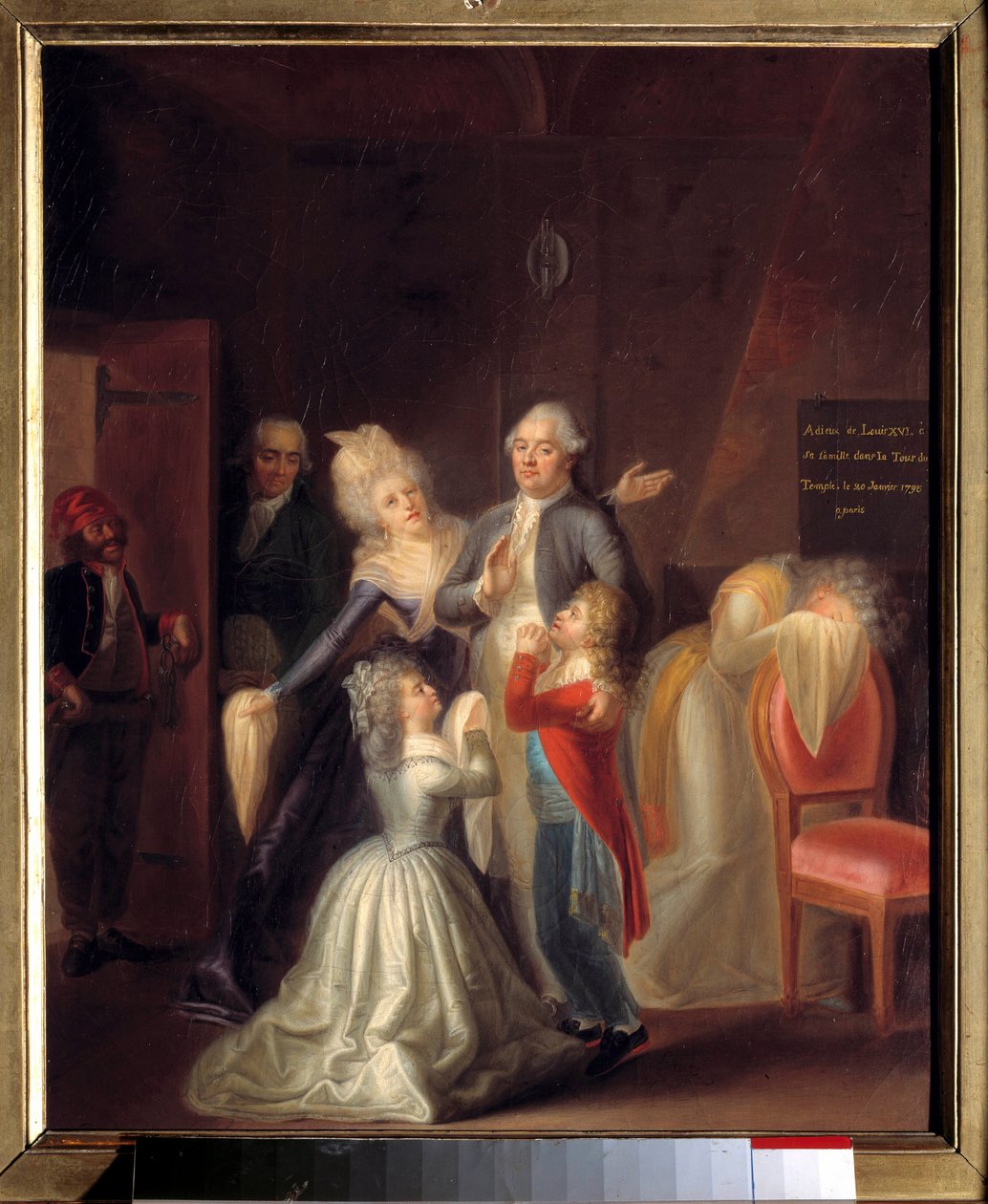 Afscheid van Lodewijk XVI van zijn familie op 20 januari. door Jean Jacques Hauer