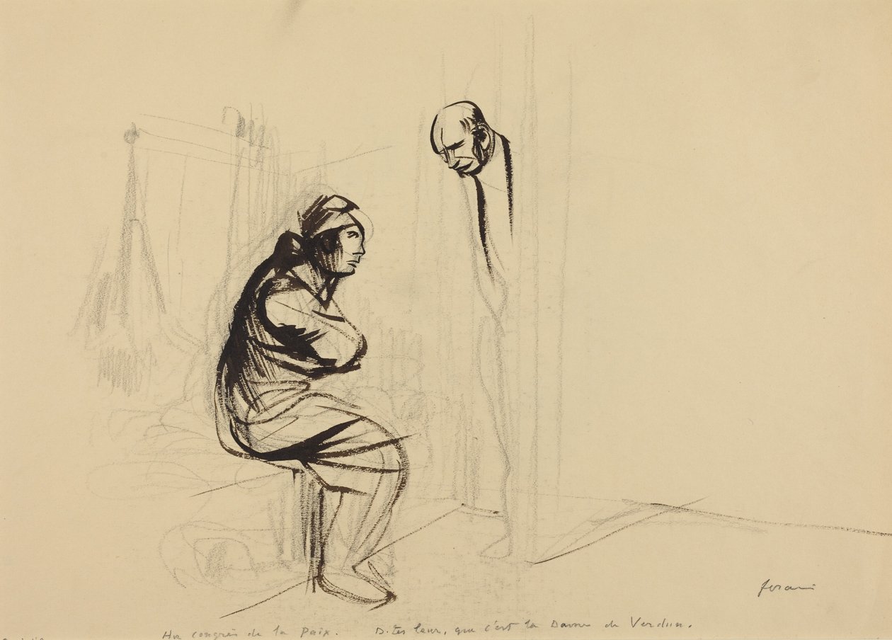 Op het Vredescongres, ca. 1919 (inkt) door Jean-Louis & Caran D