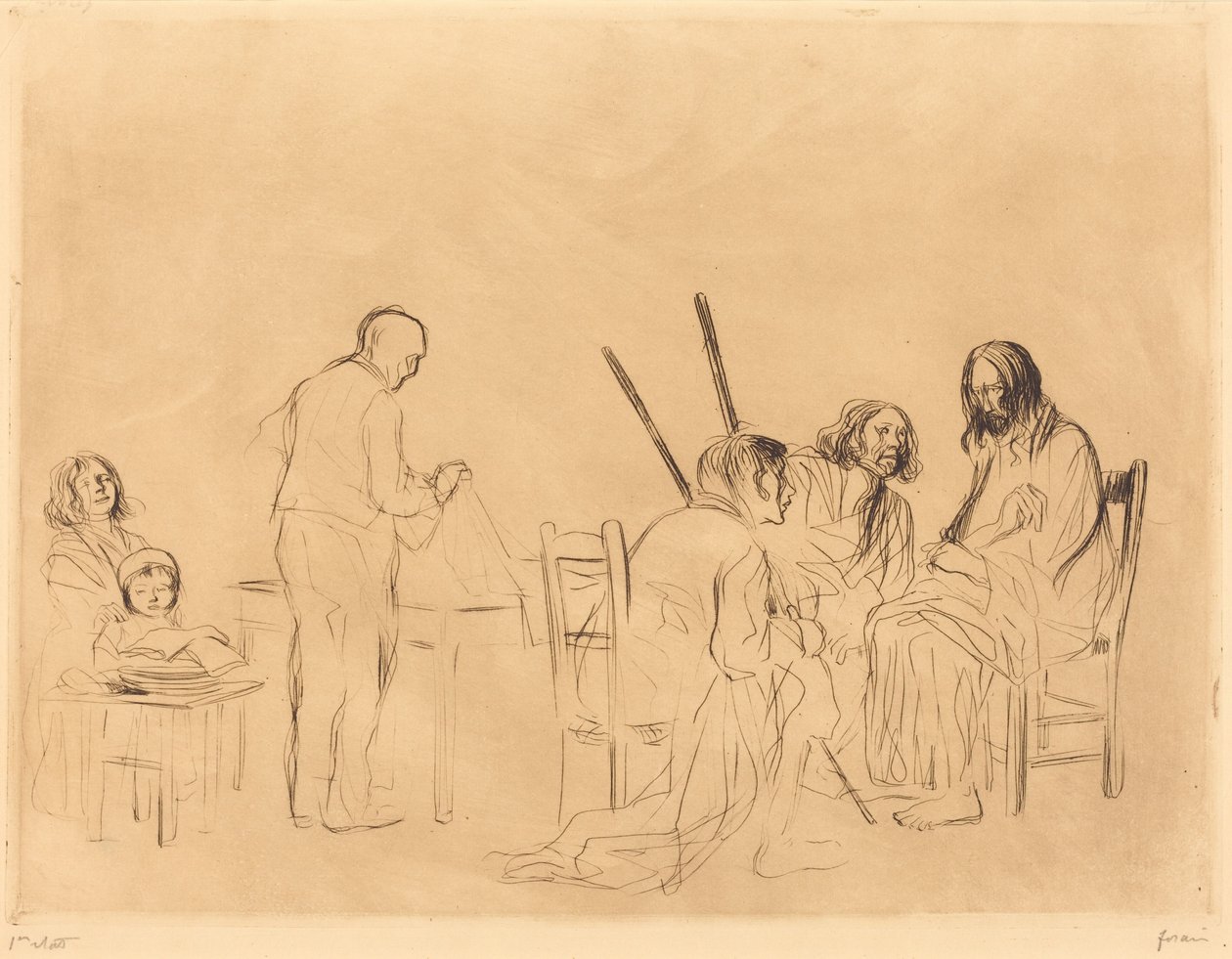Voor de maaltijd in Emmaüs (1e plaat) door Jean-Louis Forain