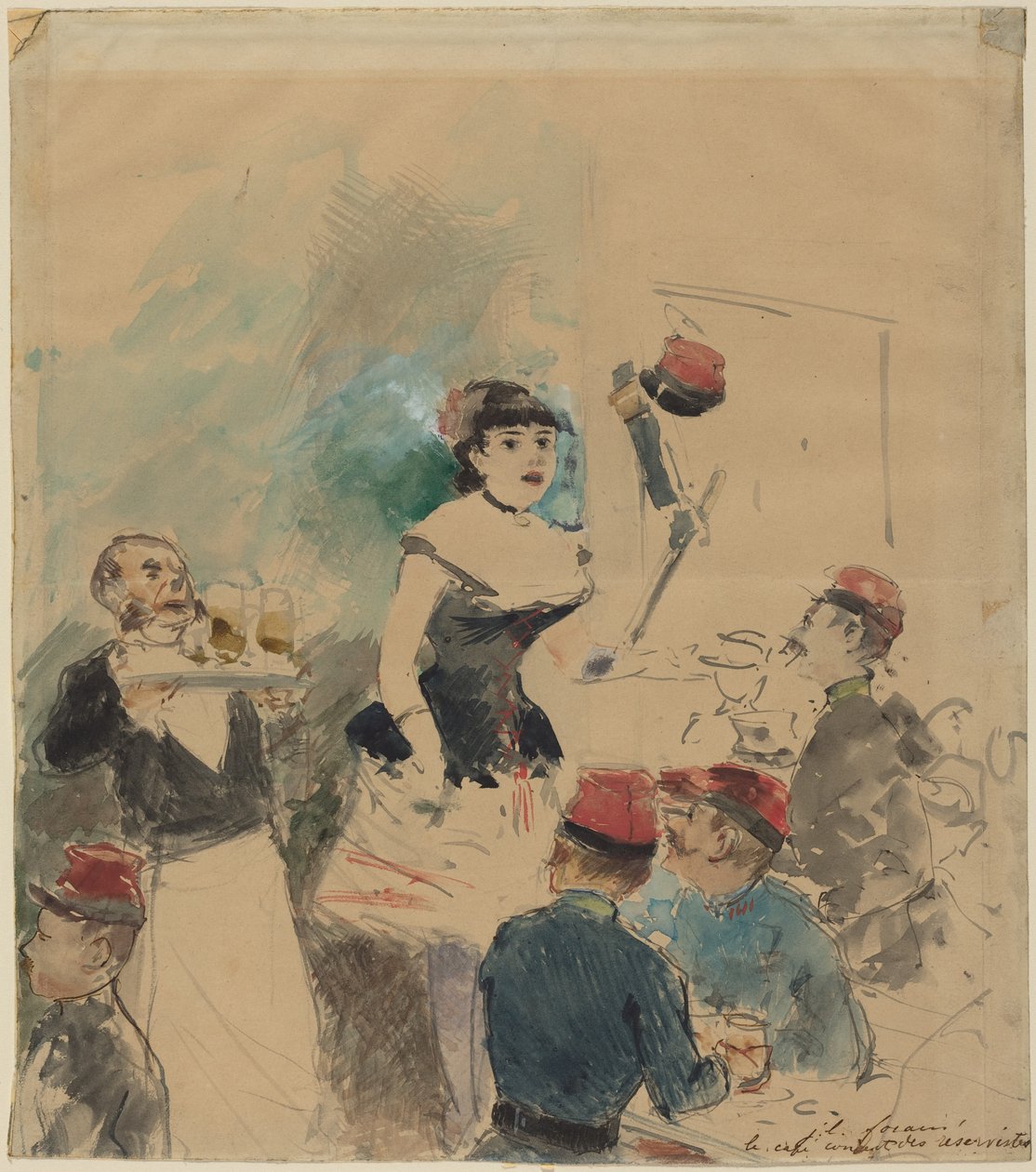 Het café-concert van de reservisten door Jean-Louis Forain