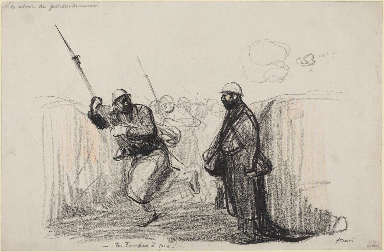 De terugkeer van de verlofganger. - Je komt precies op tijd! door Jean-Louis Forain