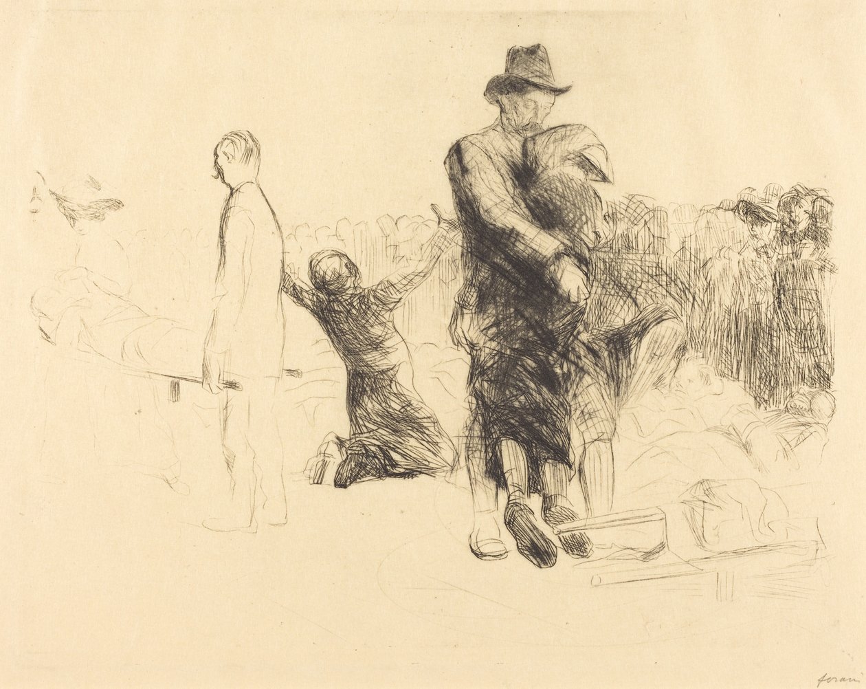 Lourdes, vervoer van verlamden (Lourdes, Transport of the Paralyzed) door Jean-Louis Forain