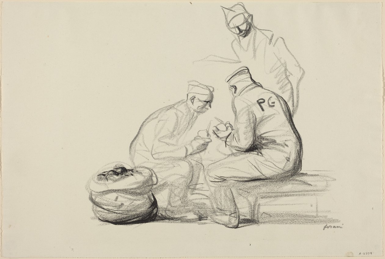 Poilu en Duitse krijgsgevangenen door Jean-Louis Forain