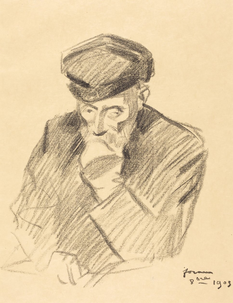 Portret van Renoir (4e plaat) (Portrait of Renoir) (fourth plate) door Jean-Louis Forain