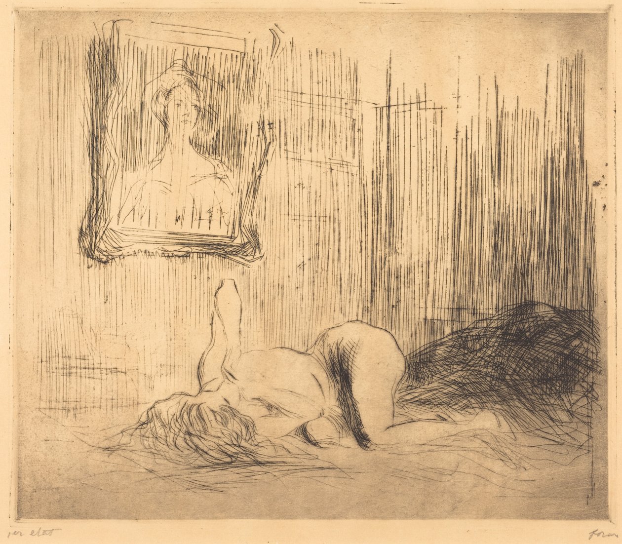 Op het bed door Jean-Louis Forain