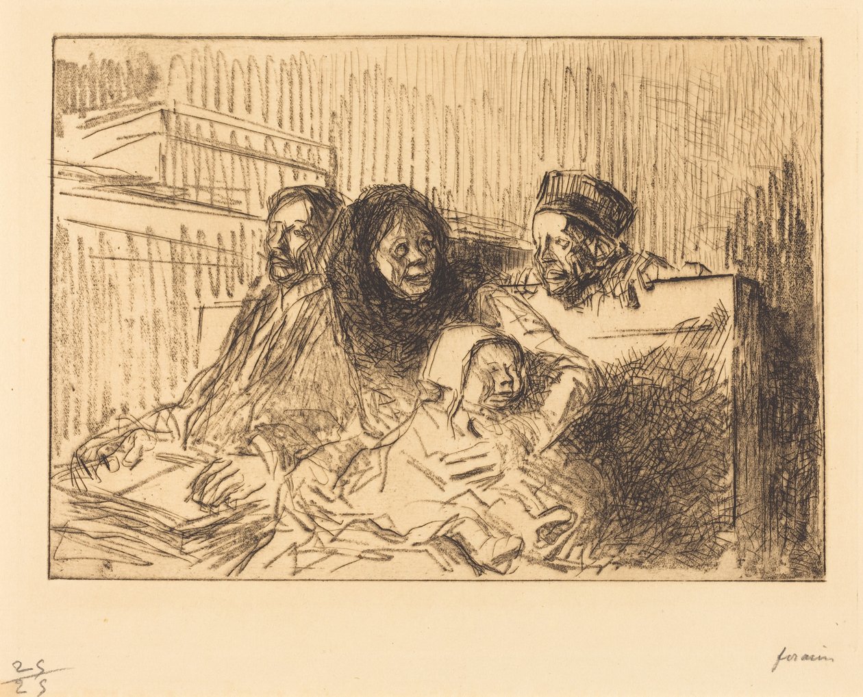 Getuigen bij de zitting (tweede plaat) door Jean-Louis Forain