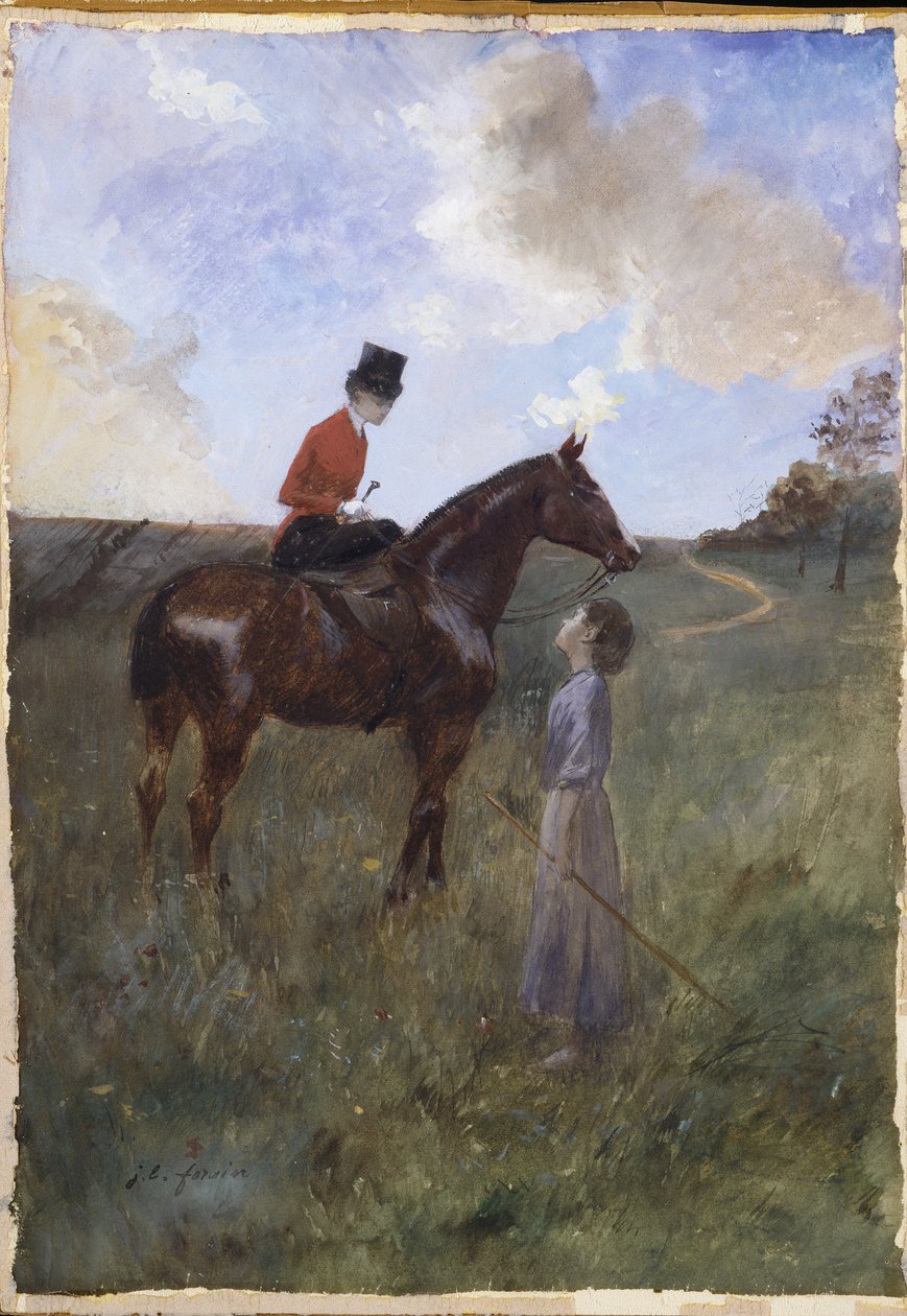 Vrouw te paard en herderin door Jean-Louis Forain