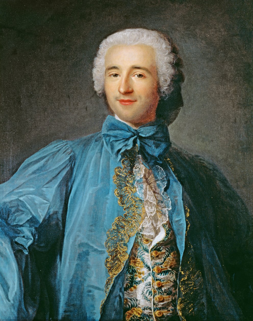 Portret van een heer in een blauwe jas door Jean Marc Nattier