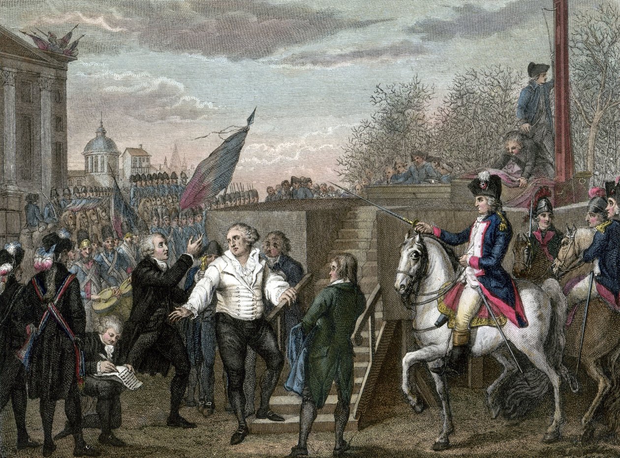 Franse Revolutie: dood van Lodewijk XVI onthoofd in Parijs door Jean (after) Duplessis Bertaux