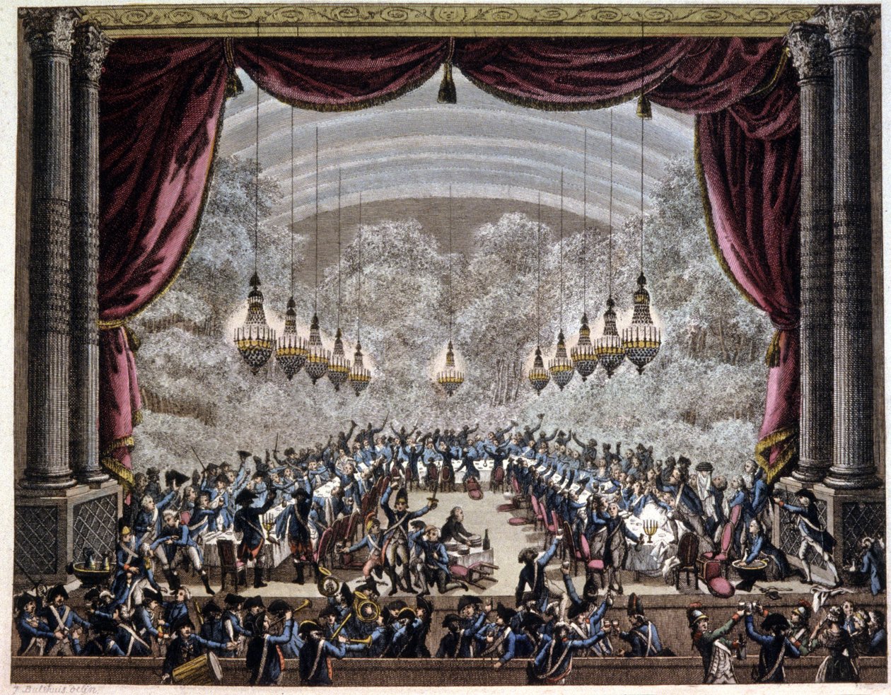 Franse revolutie: banket van bewakers in Parijs, c.1750-1800 door Jean (after) Duplessis Bertaux