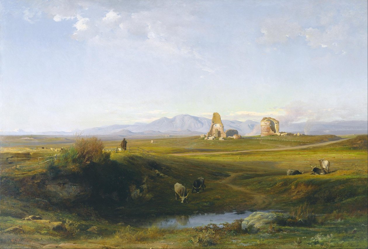 Een blik op het Romeinse platteland door Jean Achille Benouville