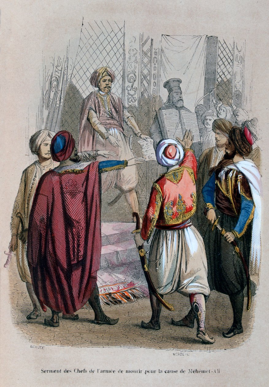 Eed van de bevelhebbers van het leger om te sterven voor de zaak van Mehmet Ali, Egypte, 1805, 1847 door Jean Adolphe Beauce