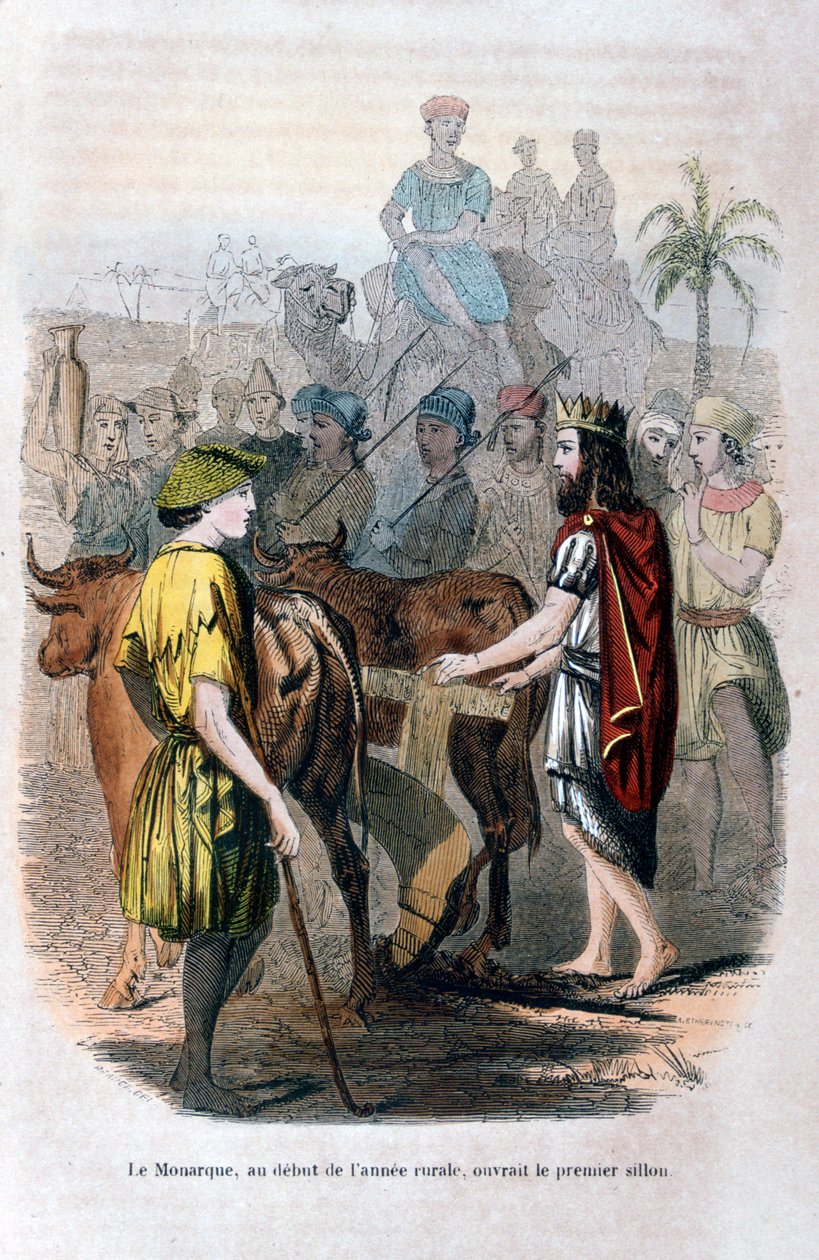 De Monarch, aan het Begin van het Landelijke Jaar, Opende de Eerste Voor, 1847 door Jean Adolphe Beauce