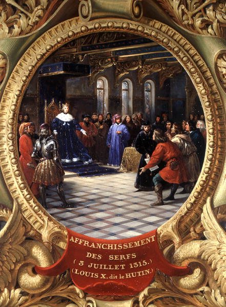 Lodewijk X (1289-1316) de Koppige, koning van Navarra, die de lijfeigenen bevrijdt, 3 juli 1315 door Jean Alaux