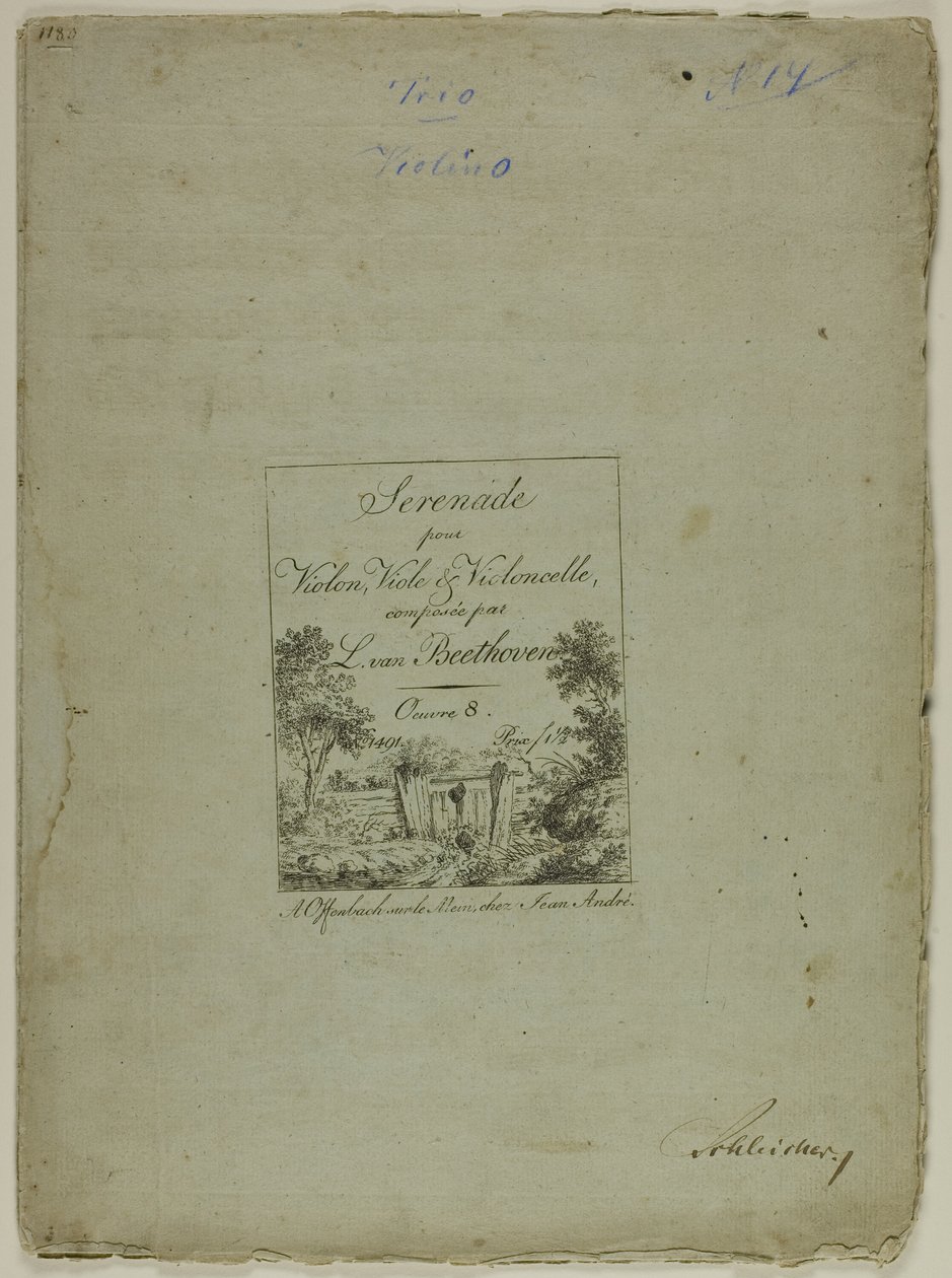 Serenade voor viool, altviool en cello, gecomponeerd door Ludwig von Beethoven door Jean Andre