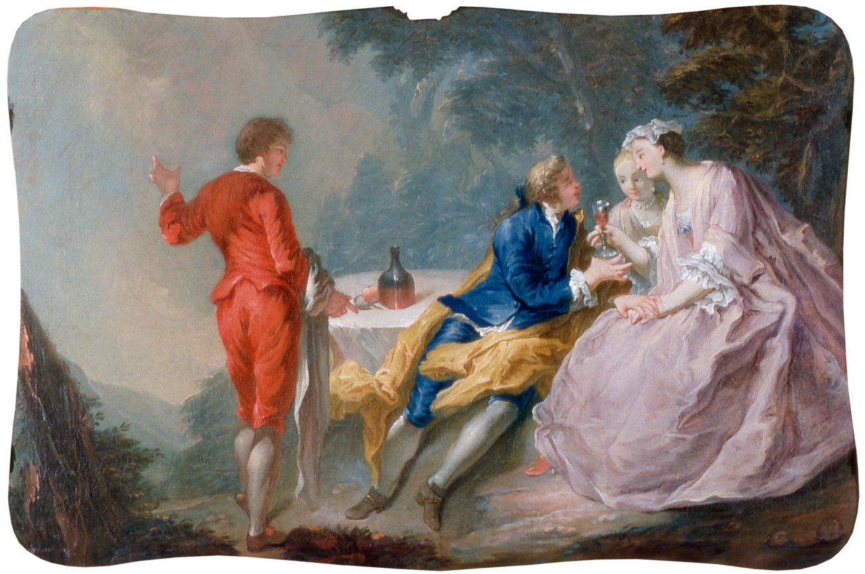 Fête galante: Gesprekstuk door Jean Antoine (after) Watteau