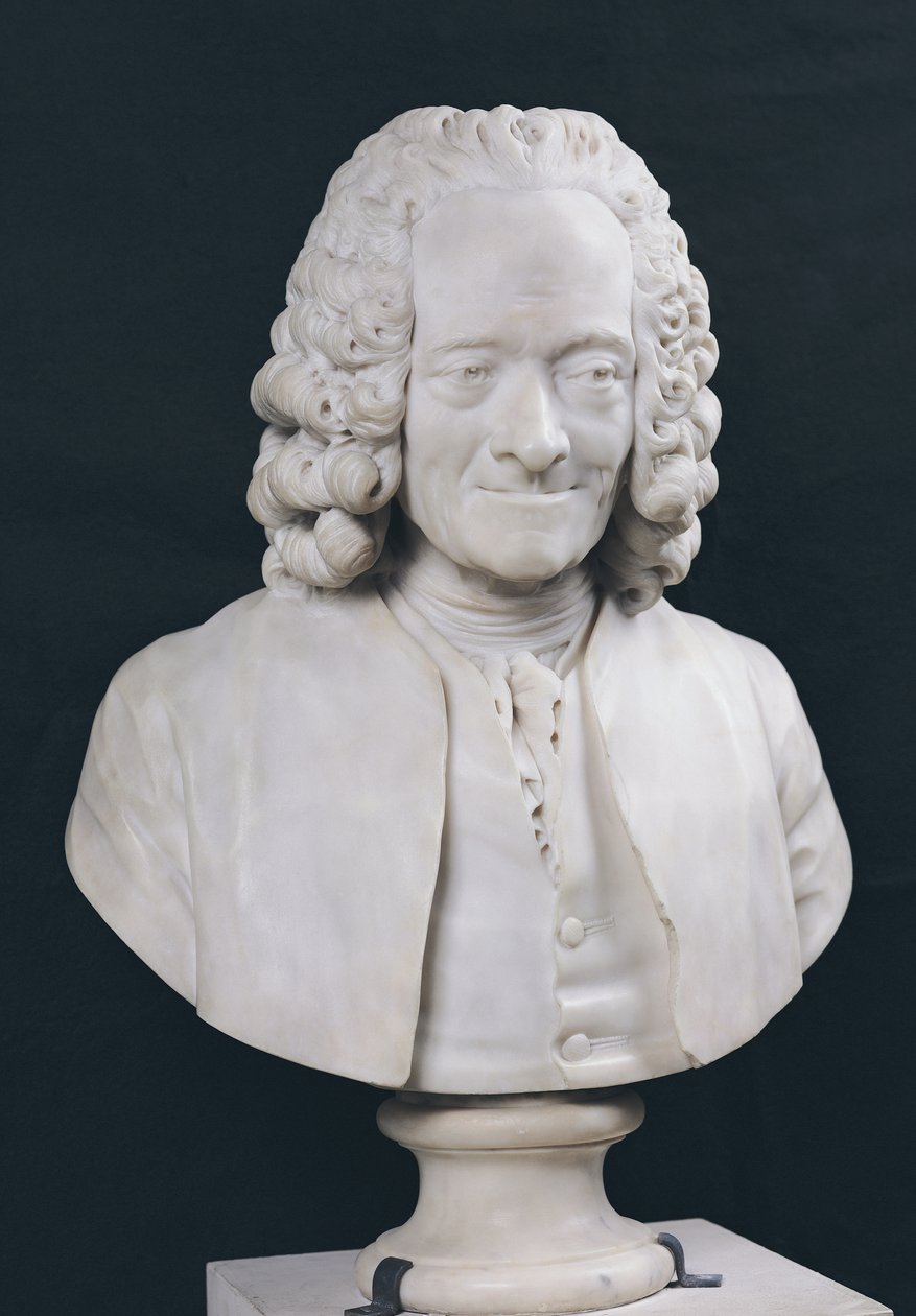 Buste van Francois Marie Arouet de Voltaire (1694-1778) door Jean Antoine Houdon