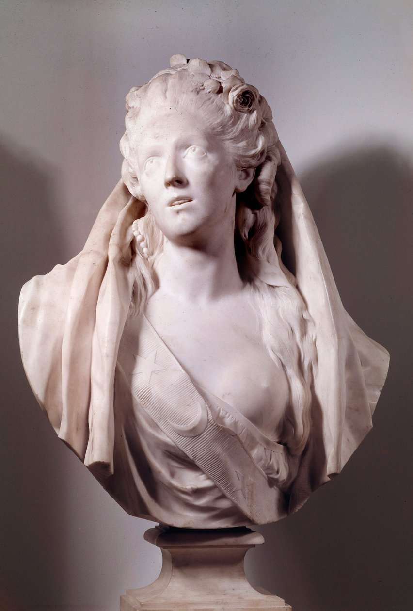 Buste van Sophie Arnould (1740-1802) zangeres in de rol van Iphigenie door Jean Antoine Houdon