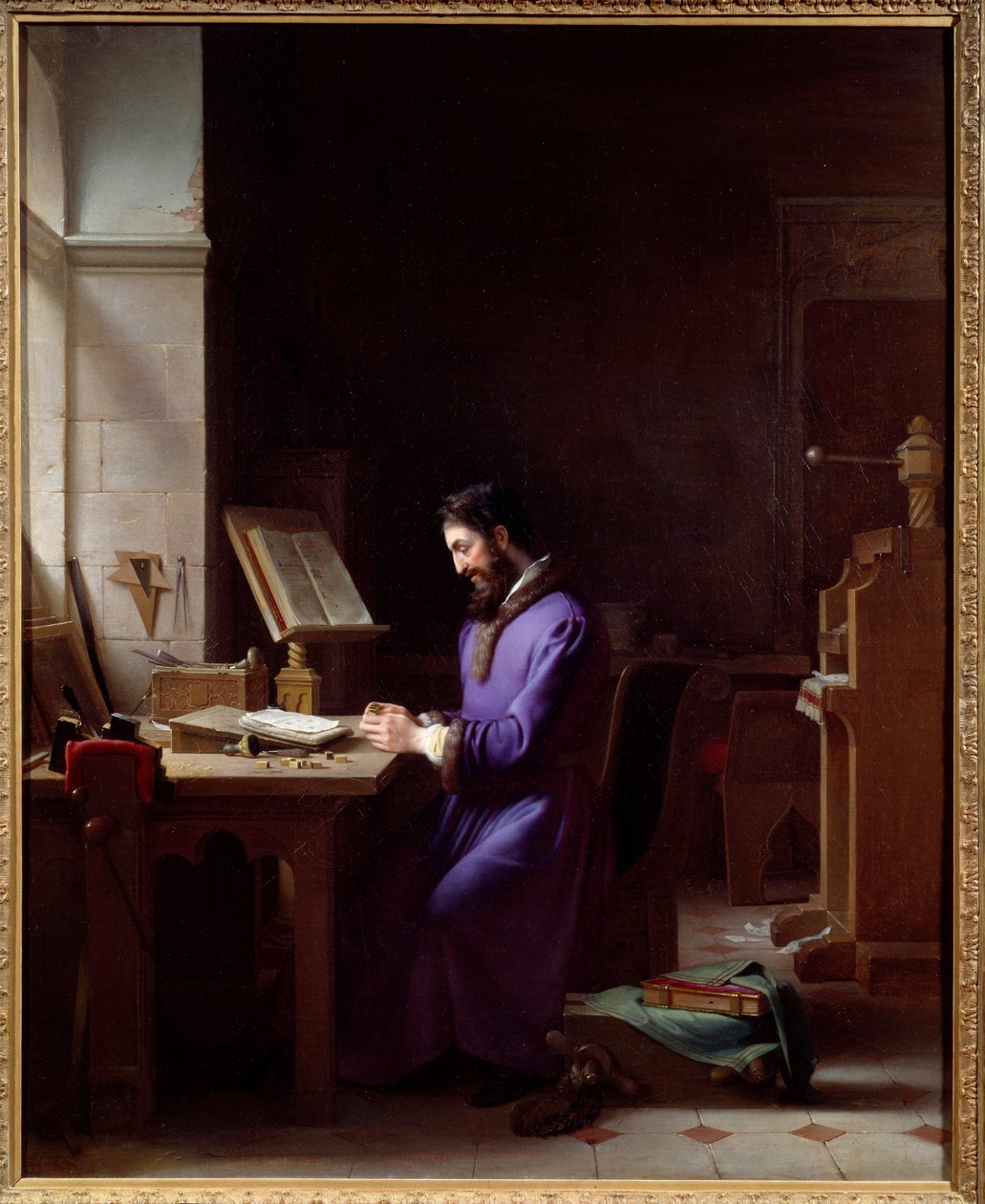 Johannes Gensfleisch Gutenberg (1400-1468) uitvinder van de drukpers door Jean Antoine Laurent