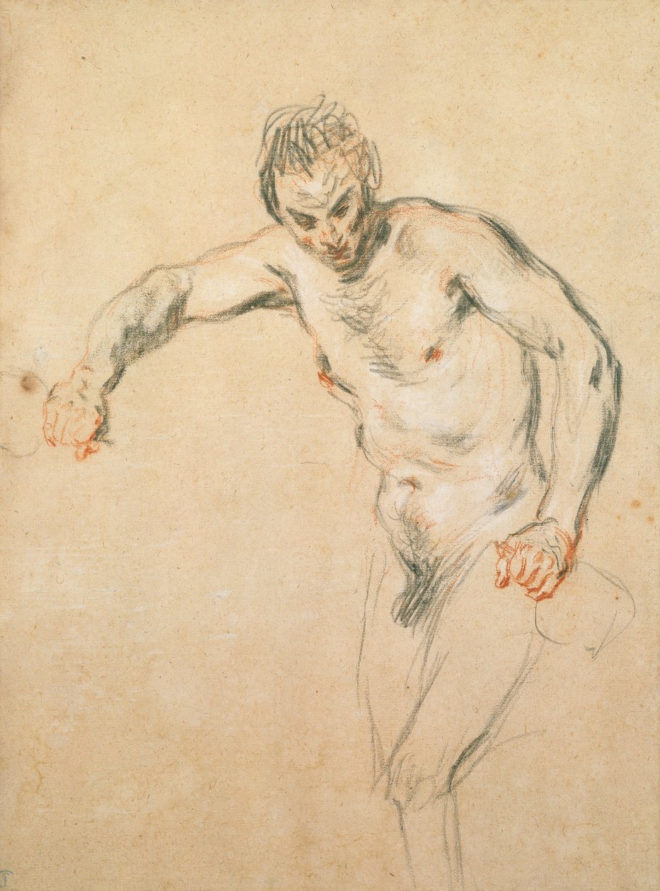 Een Sater die Wijn inschenkt door Jean Antoine Watteau
