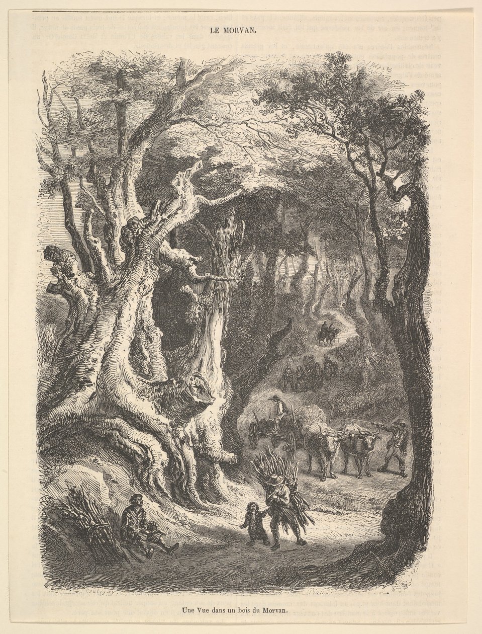 Een uitzicht in het bos van Morvan, 1837-66 door Jean Antoine Watteau