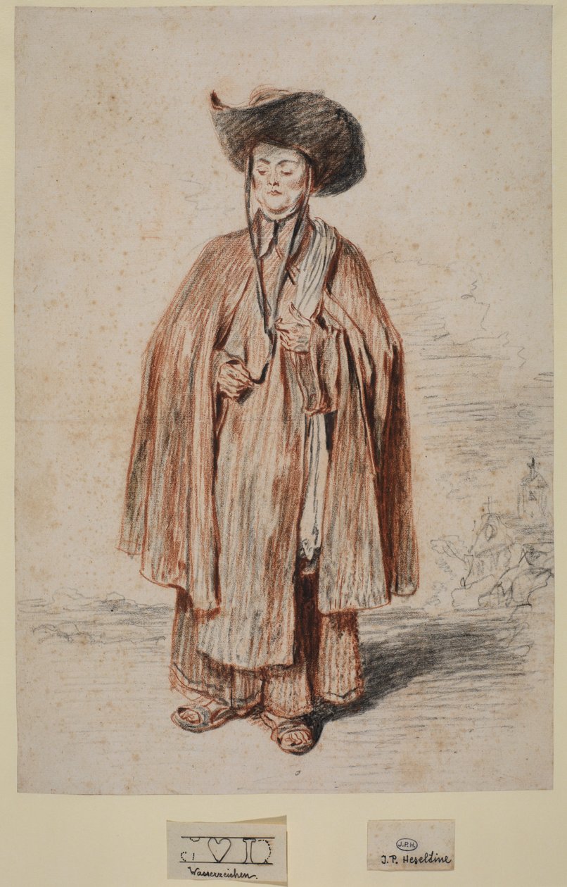 Karmelietenmonnik, staand door Jean Antoine Watteau