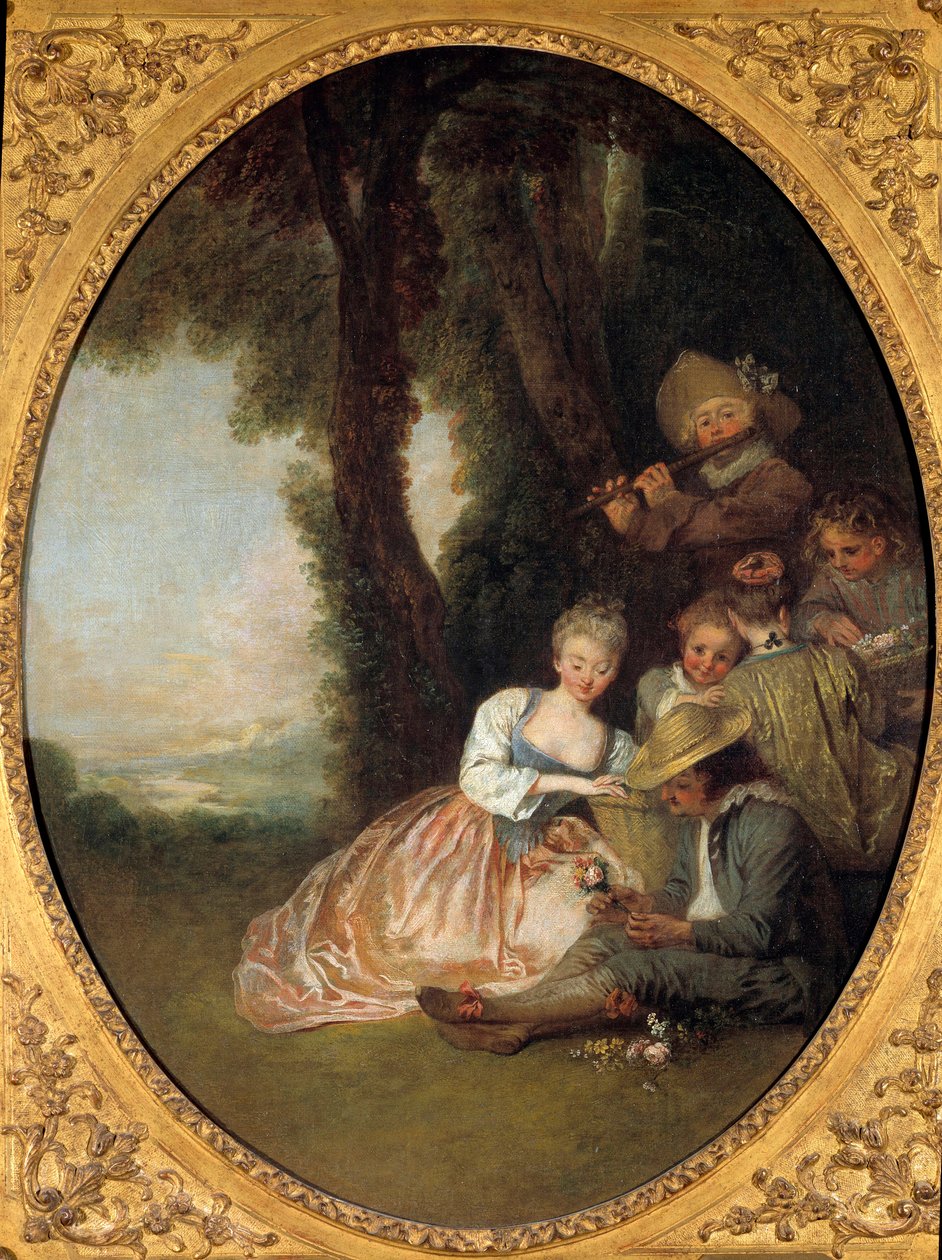Champetre concert of De verwachte verklaring door Jean Antoine Watteau