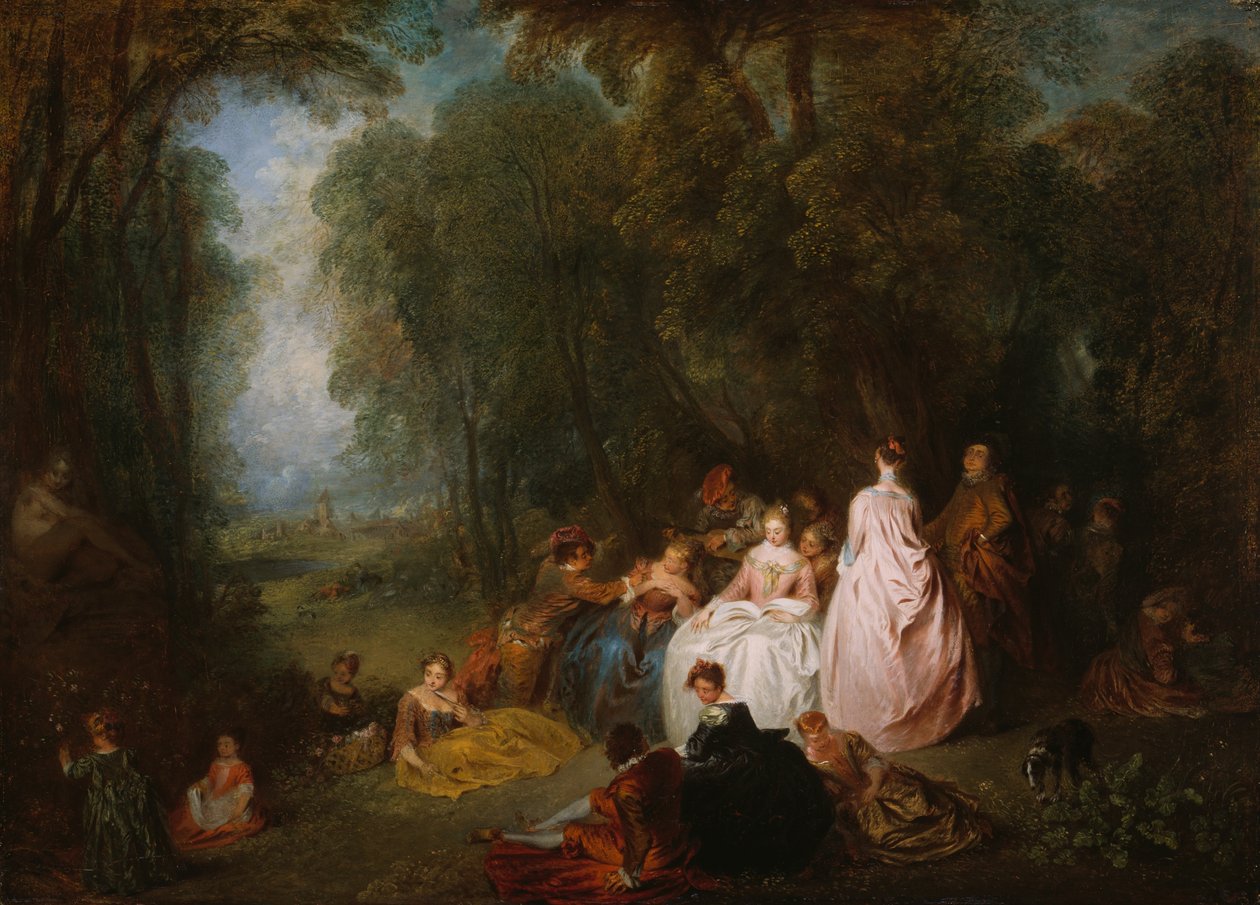 Fête champêtre (Pastorale bijeenkomst) door Jean Antoine Watteau