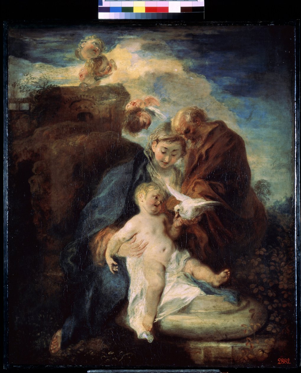 De Heilige Familie, rust tijdens de vlucht naar Egypte door Jean Antoine Watteau