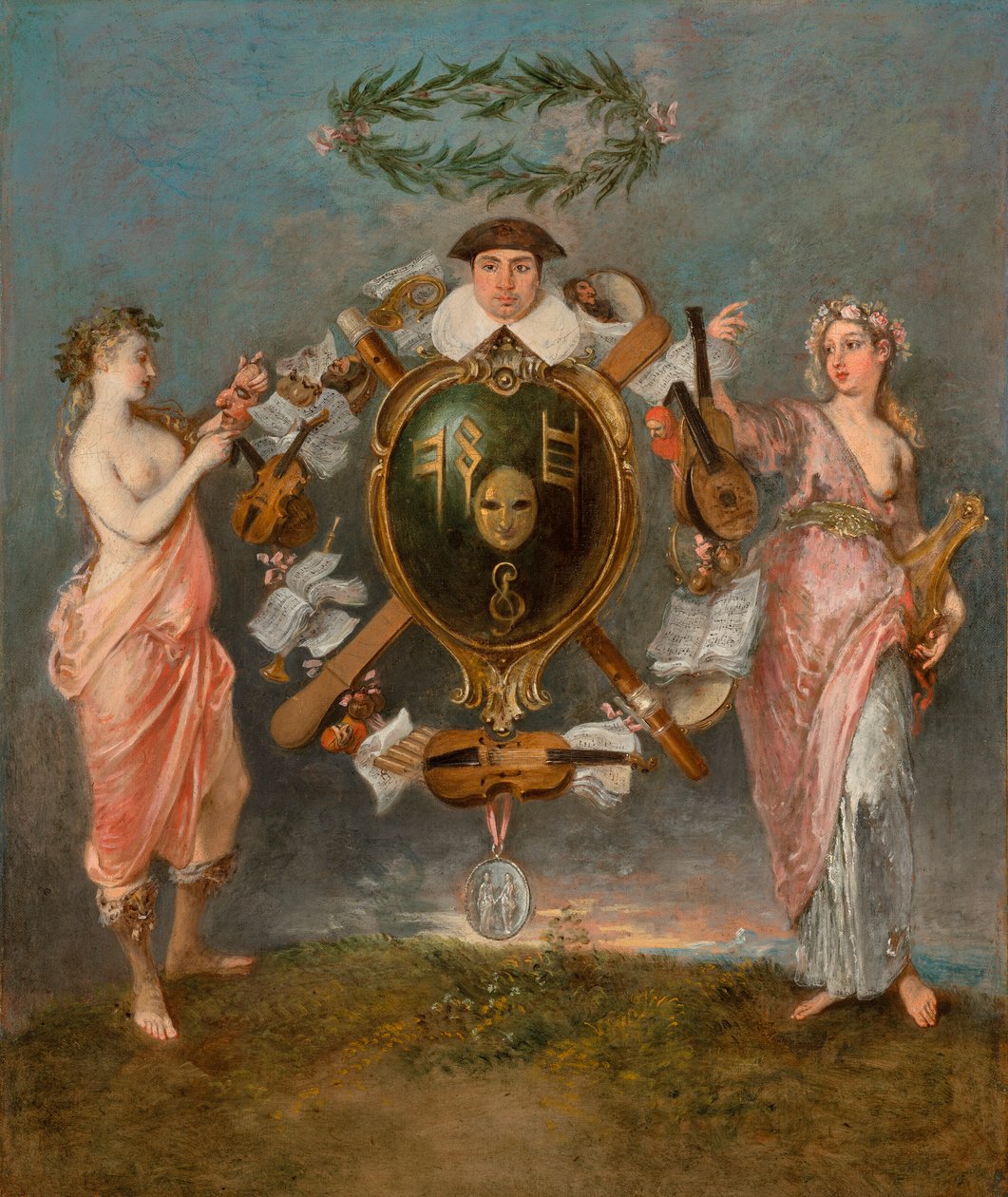 De alliantie van muziek en komedie door Jean Antoine Watteau