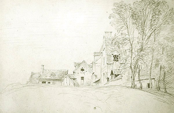 Landschap langs een Weg omzoomd door Bomen door Jean-Antoine Watteau